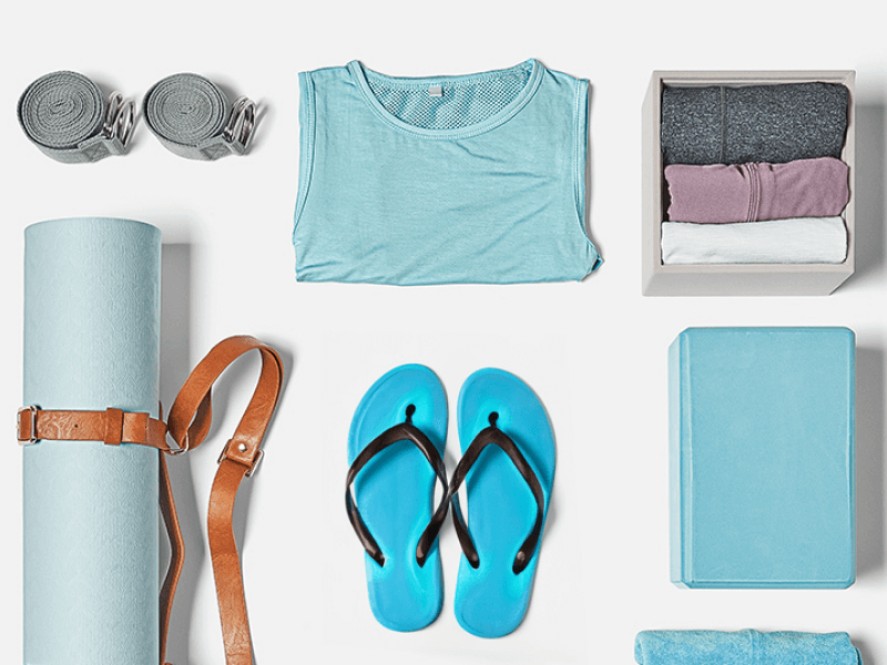 Workout gear laid out neatly on the floor