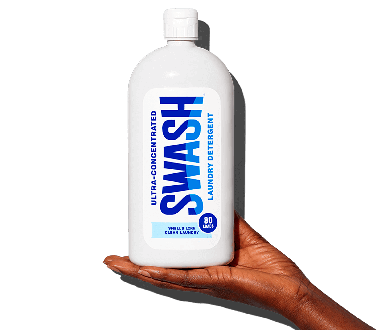 Swash® Laundry Detergent Smells Like Clean Laundry being held in palm of hand Swash® Laundry Detergent Smells Like Clean Laundry being held in palm of hand